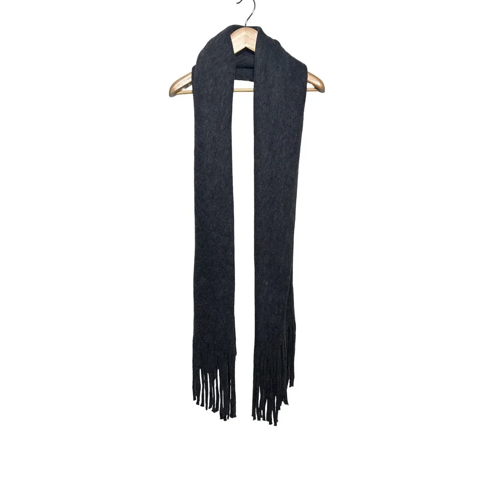 Anthropologie Scarf Charcoal Gray Soft‎ Fringe Women's Large 74